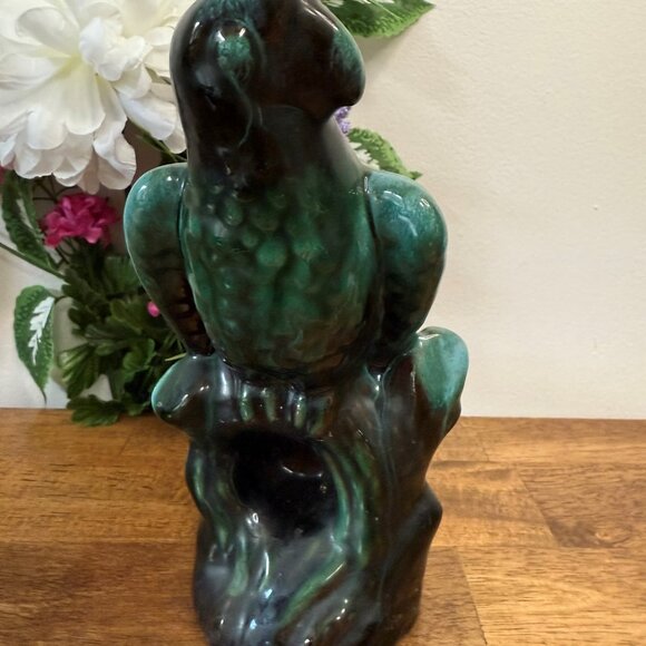 Blue Mountain Pottery Parrot Figurine Green Drip Glaze Canadian‎ Vintage Ceramic - Picture 3 of 7